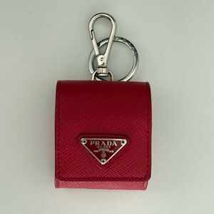 Prada Fuoco Red Leather AirPod case with keychain. Great condition, rarely used